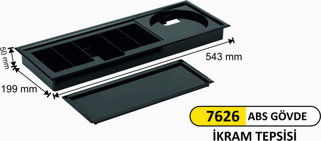 7626 İkram Tepsisi Abs Siyah