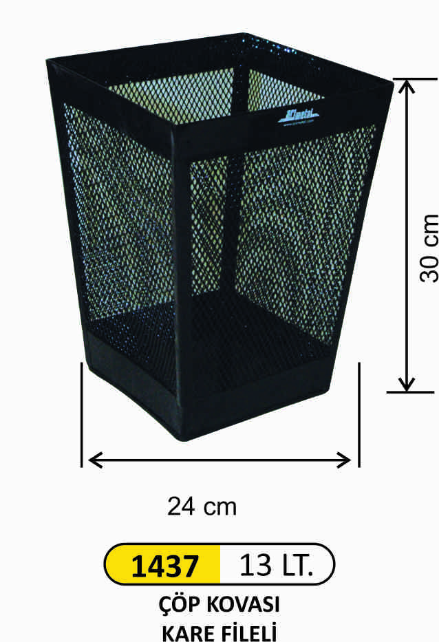 1437 Ofis Çöp Kovası Kare Fileli