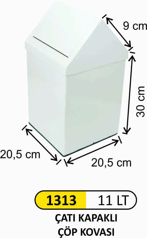 1313 Çatı Kapaklı Boyalı Köp Kovası 11 Litre