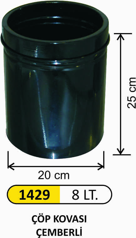 1429 Otel Oda Tip Çöp Kovası Boyalı Çemberli