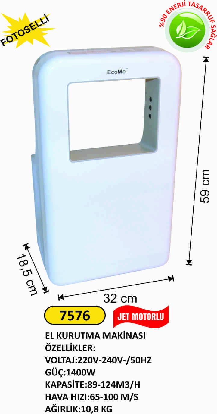 7576 Fotoselli El Kurutma Makinası Jet Motorlu Fastdry