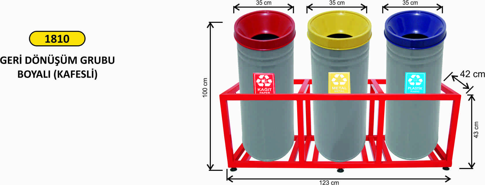 1810 Geri Dönüşüm Seti Kafesli 3’Lü