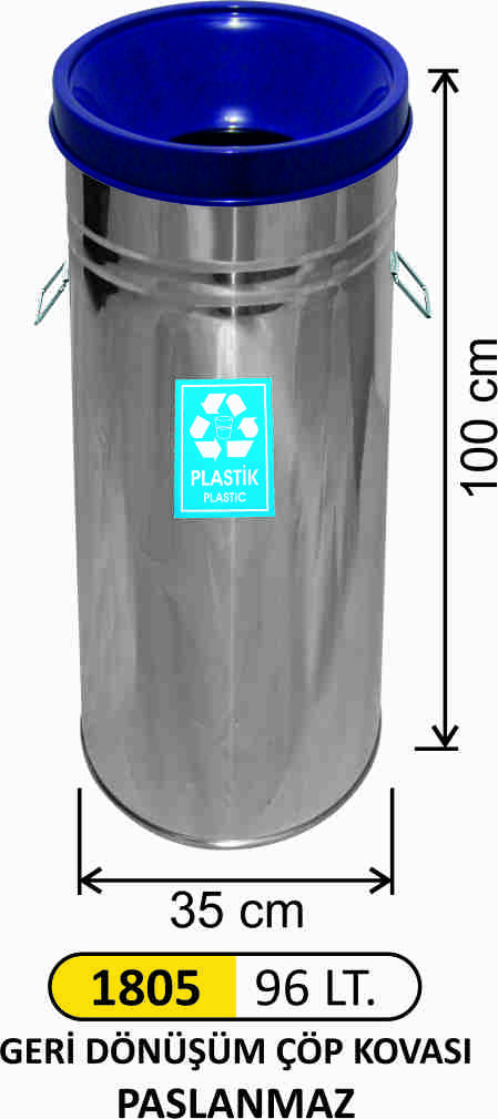 1805 Geri Dönüşüm Kovası Boyalı 96 Litre