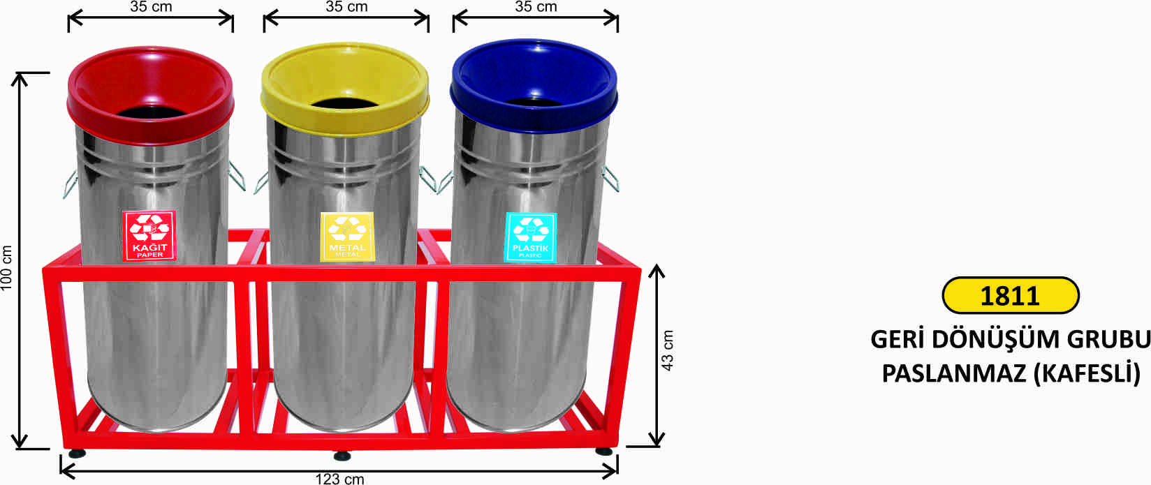1811 Geri Dönüşüm Seti Kafesli 3’Lü