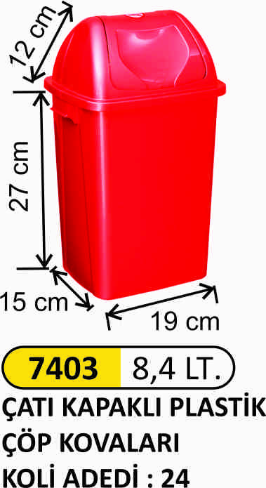 7403 Çatı Kapaklı Plastik Çöp Kovası 8,4 Litre