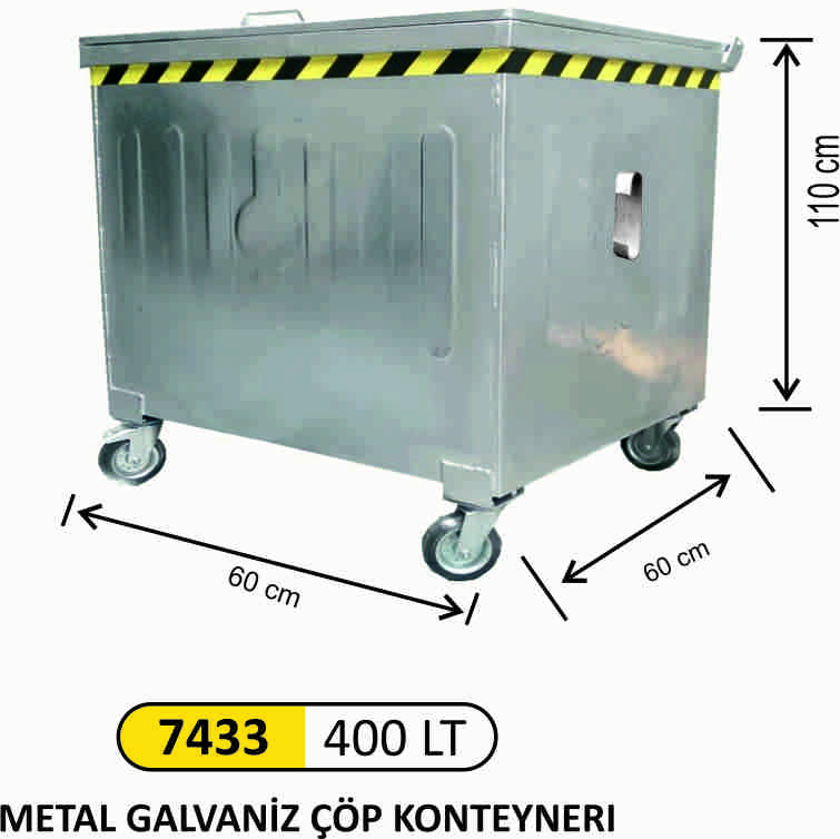 7433 Metal Galvaniz Konteyner 400 Litre