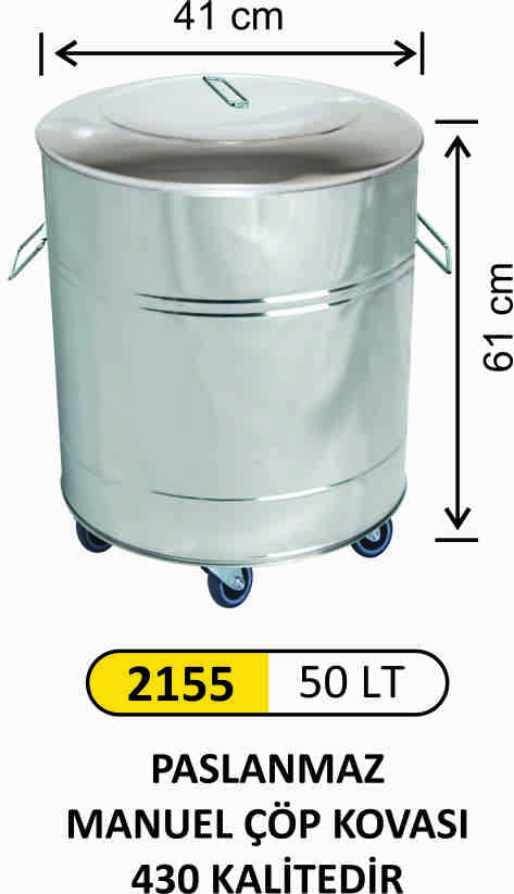 2155 Taşıma Kabı Paslanmaz 50 Litre