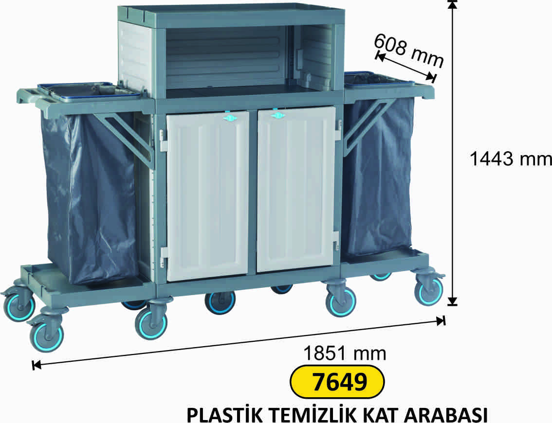 7649 Plastik Temizlik Arabası