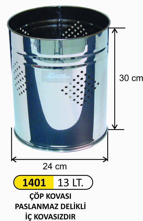 1401 Ofis Tipi Çöp Kovası Paslanmaz Delikli