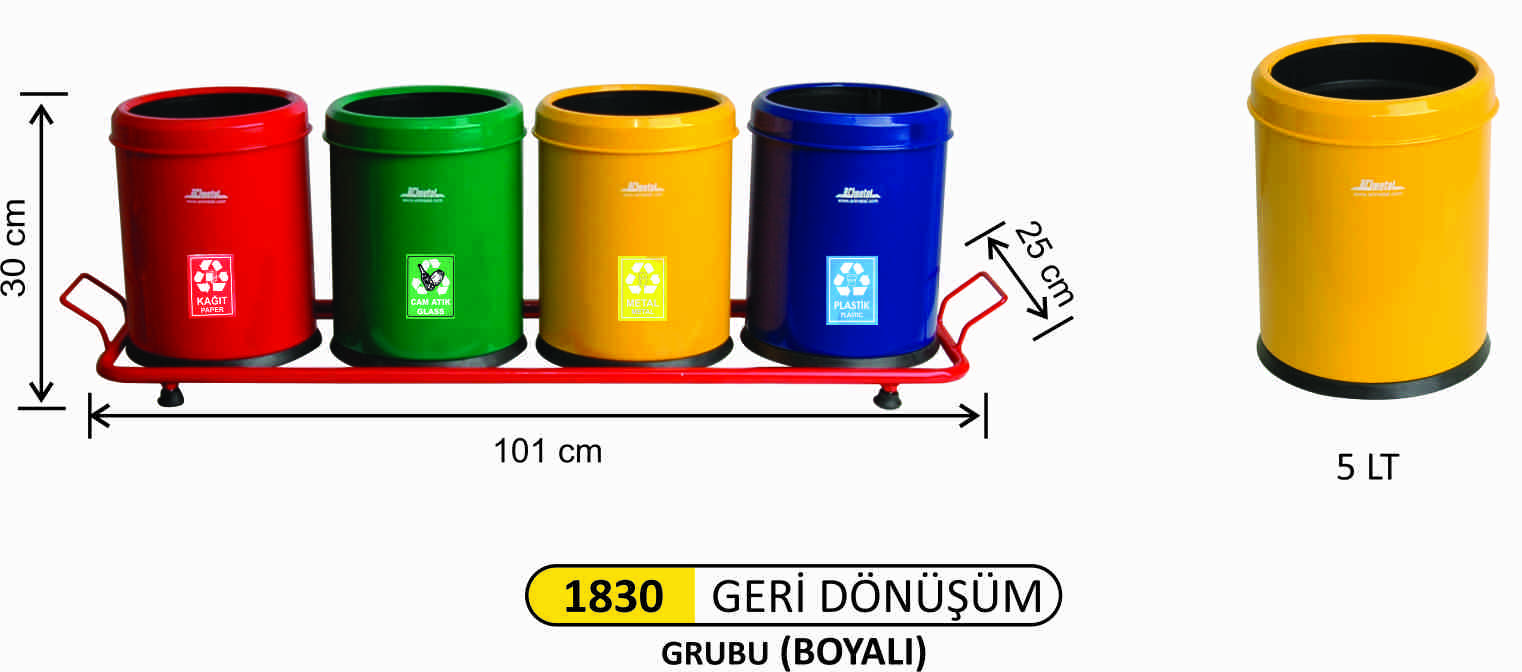 1830 Geri Dönüşüm Seti Otel Tip 4 Lü Boyalı