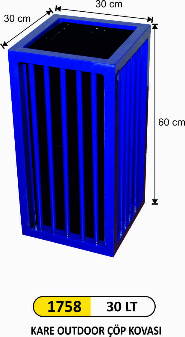 1758 30 Lt Kare Outdoor Çöp Kovası