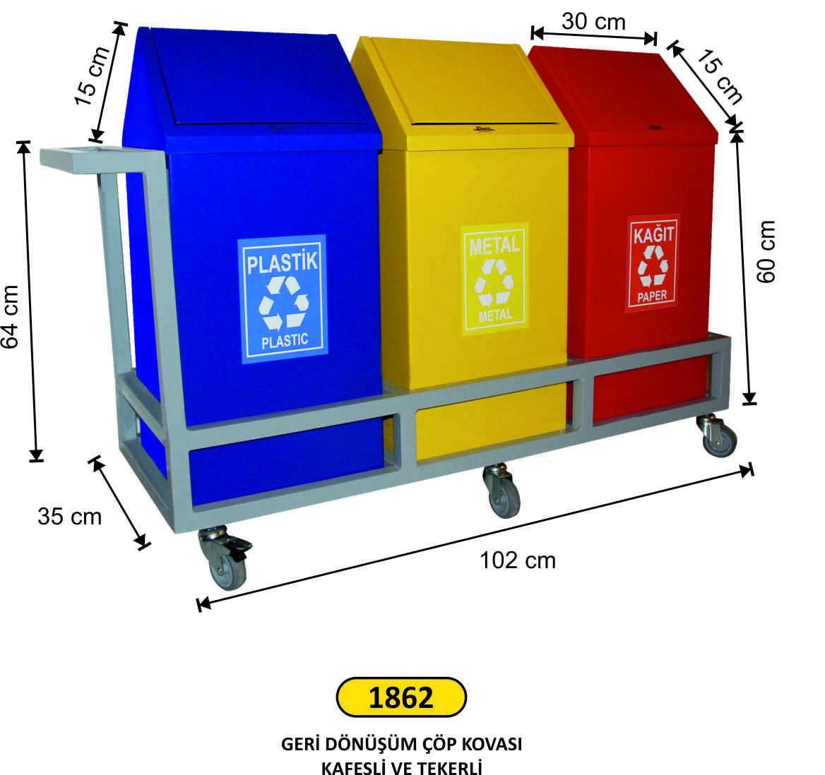 1862 Geri Dönüşüm Seti Kafesli Ve Tekerli