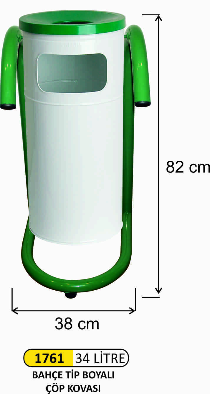 1761 34 Lt Bahçe Tip Boyalı Çöp Kovası