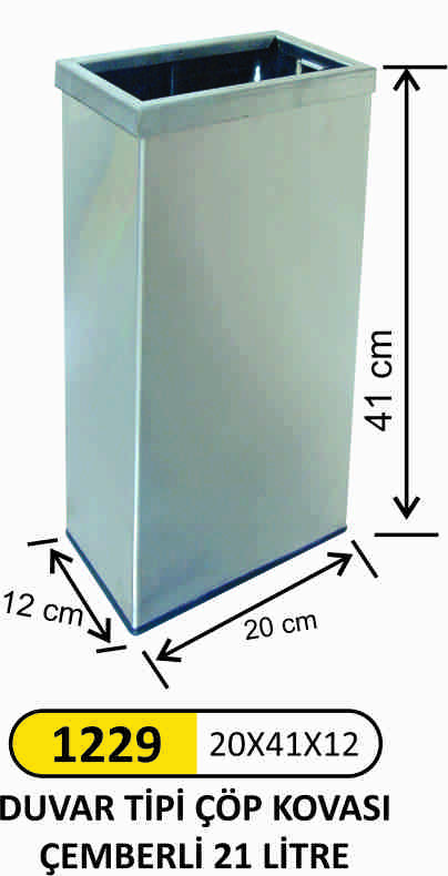 1229 Duvar Tipi Çöp Kovası Çemberli 21 Lt