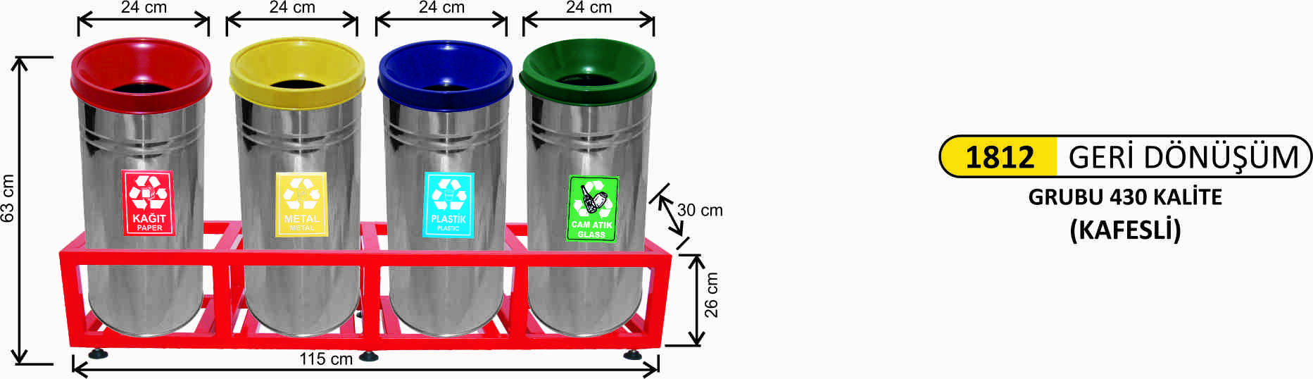 1812 Geri Dönüşüm Seti Kafesli 4’Lü