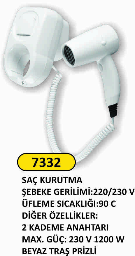 7332 Otel Tip Saç Kurutma Makinası