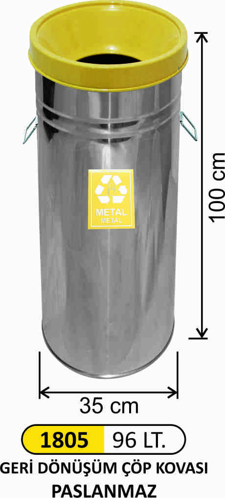 1805 Geri Dönüşüm Kovası Boyalı 96 Litre