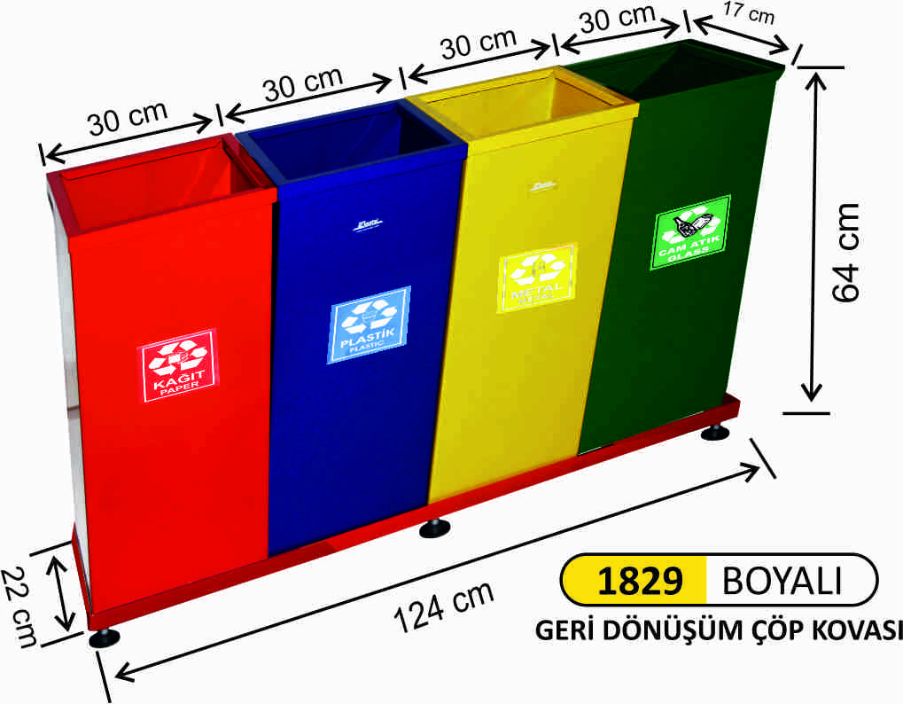 1829 Geri Dönüşüm Seti 4 Lü Boyalı