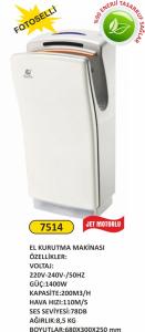 7514 Fotoselli El Kurutma Makinası Jet Motorlu 1400W