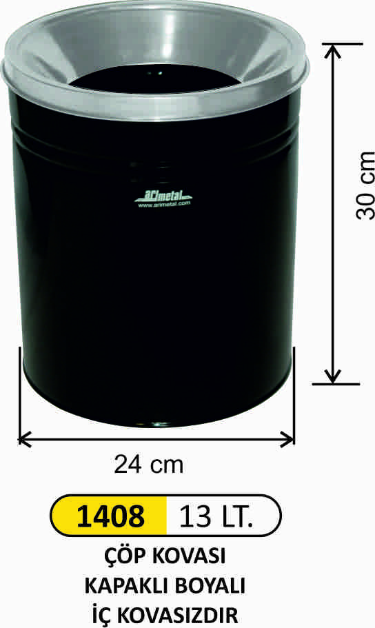 1408 Ofis Çöp Kovası Boyalı Kapaklı