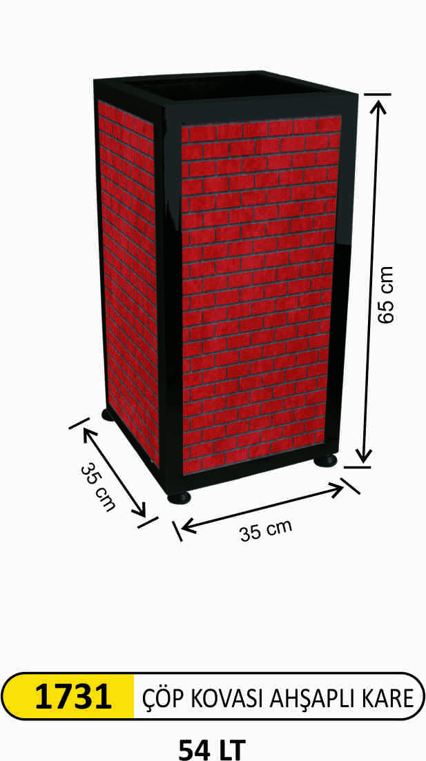1731 Ahşap Tuğla Dekorlu Çöp Kovası