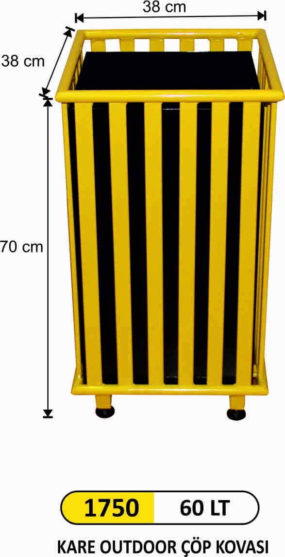 1750 Kare Outdoor Çöp Kovası 60 Lt  